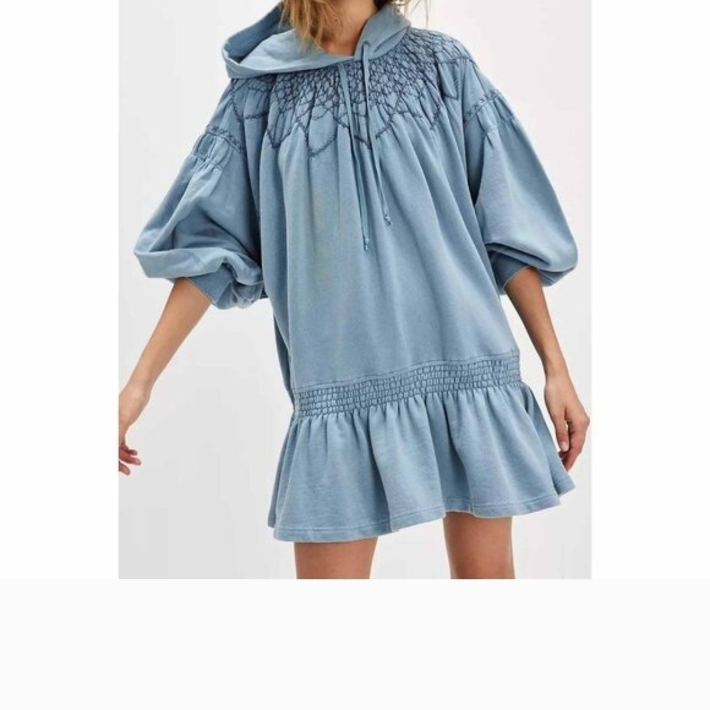 Free People Blue Hooded Dress